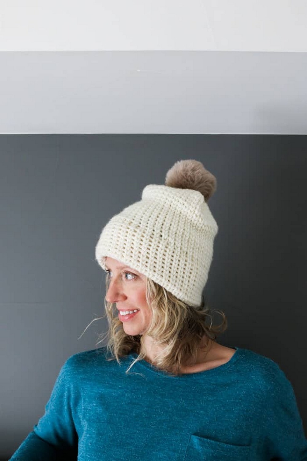 Beanie with Faux Knit Look