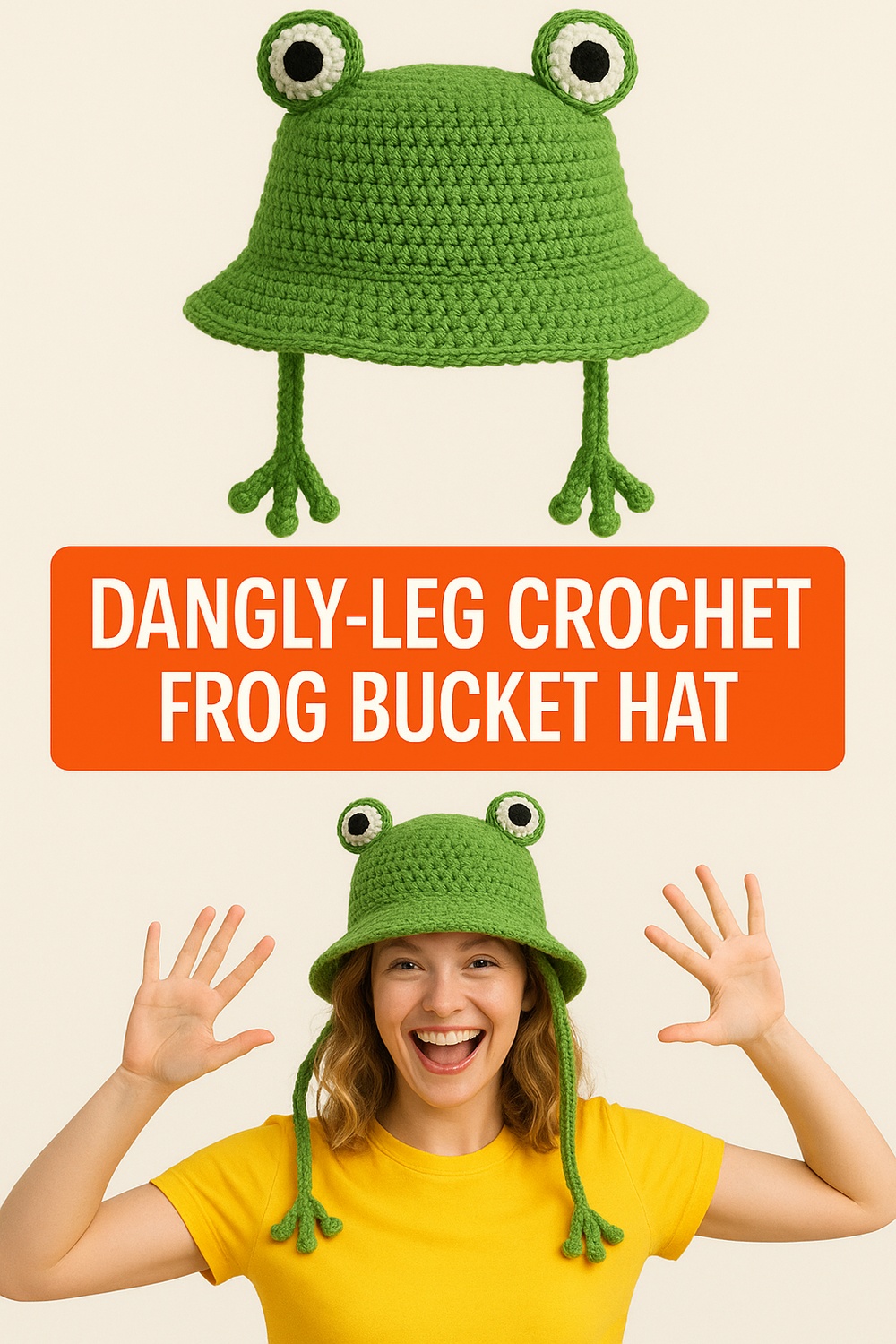 Dangly Leg Crochet Frog Bucket Hat