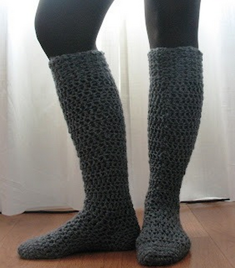 Knee High Crochet Socks