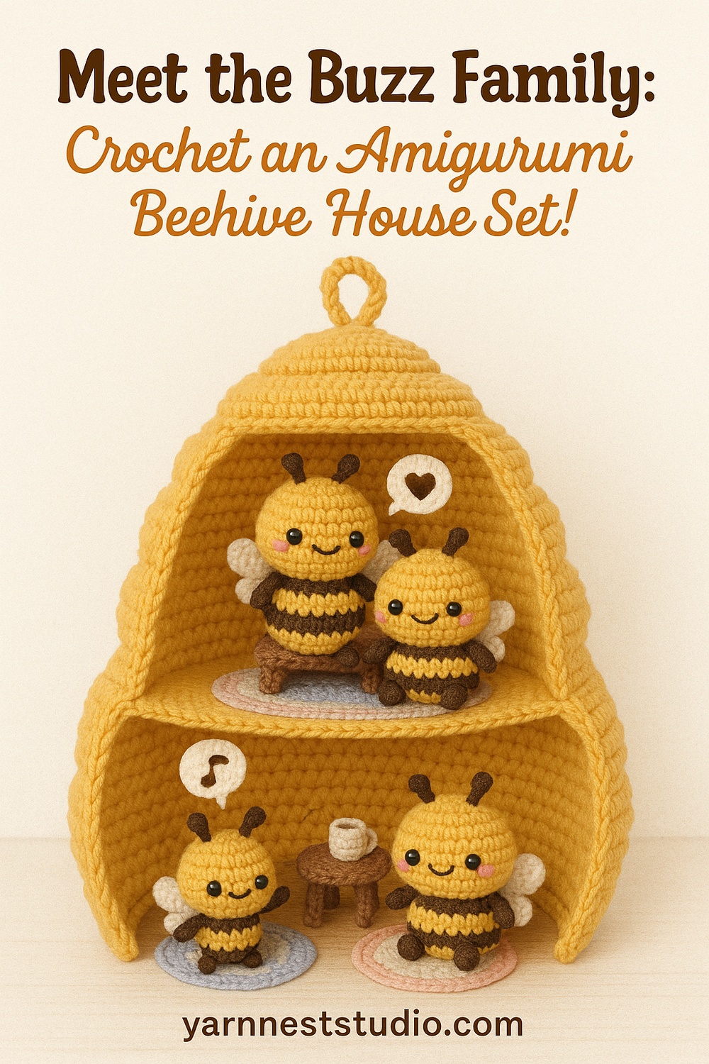 Amigurumi Story Set – Bee Family in a Beehive House
