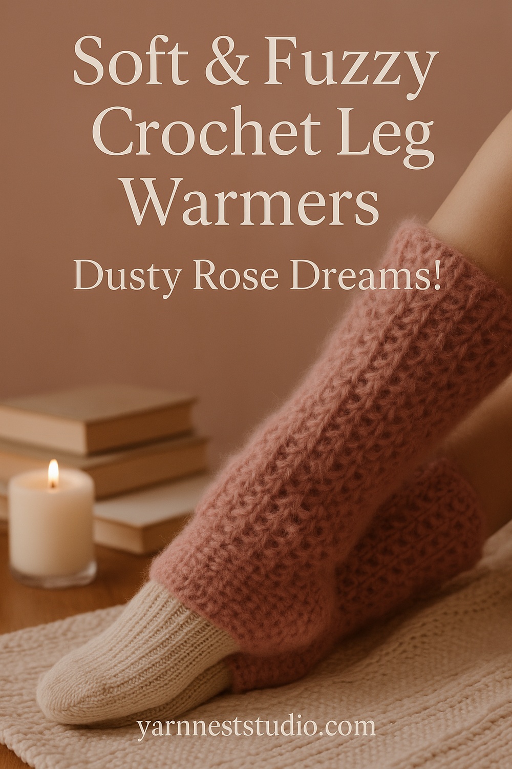 Angora Inspired Soft Fuzzy Leg Warmers in Dusty Rose