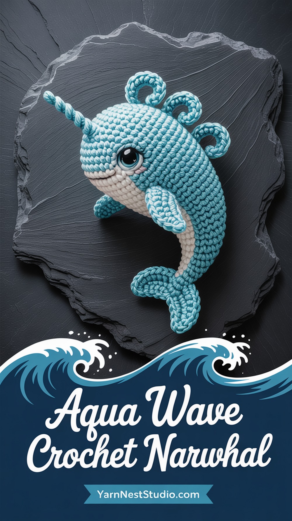 Aqua Wave Crochet Narwhal