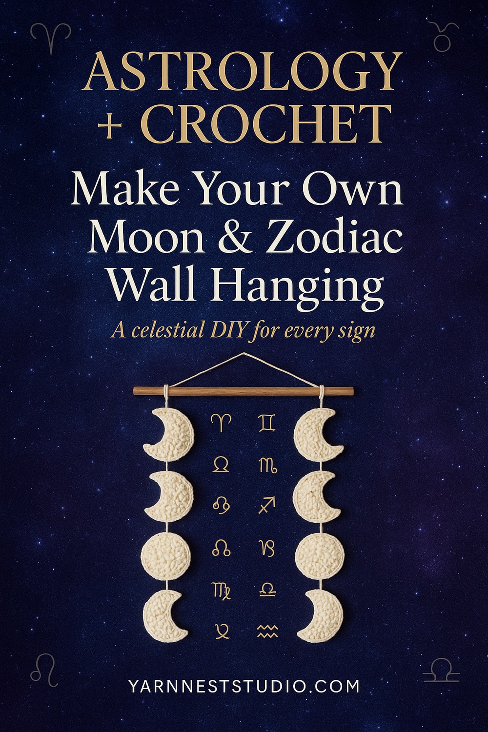 Astrology Inspired Moon Phases with Zodiac Symbols