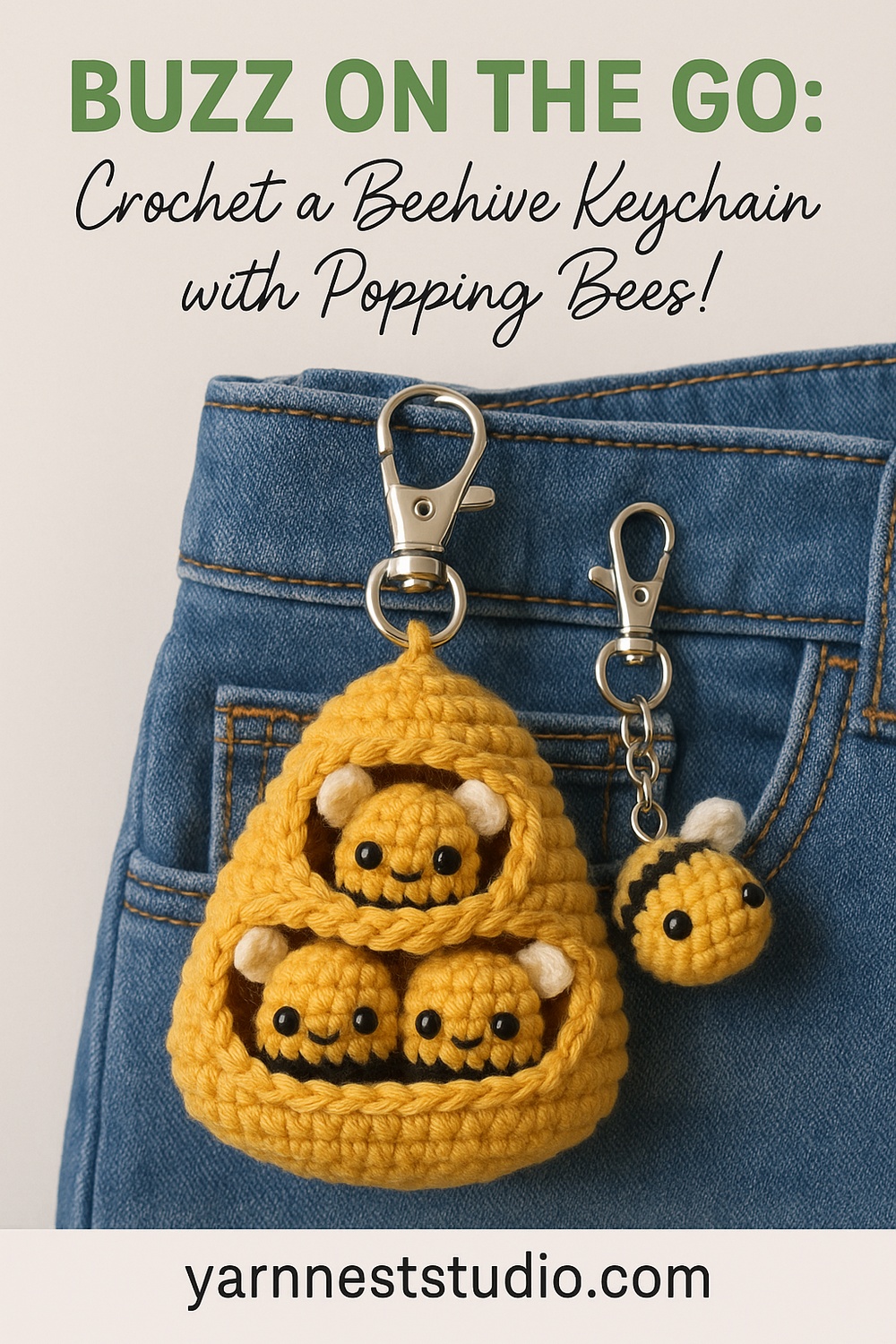 Beehive Keychain with Popping Bees