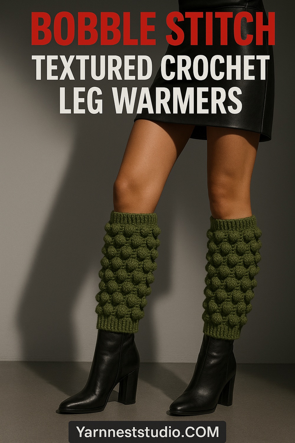 Bobble Stitch Textured Crochet Leg Warmers