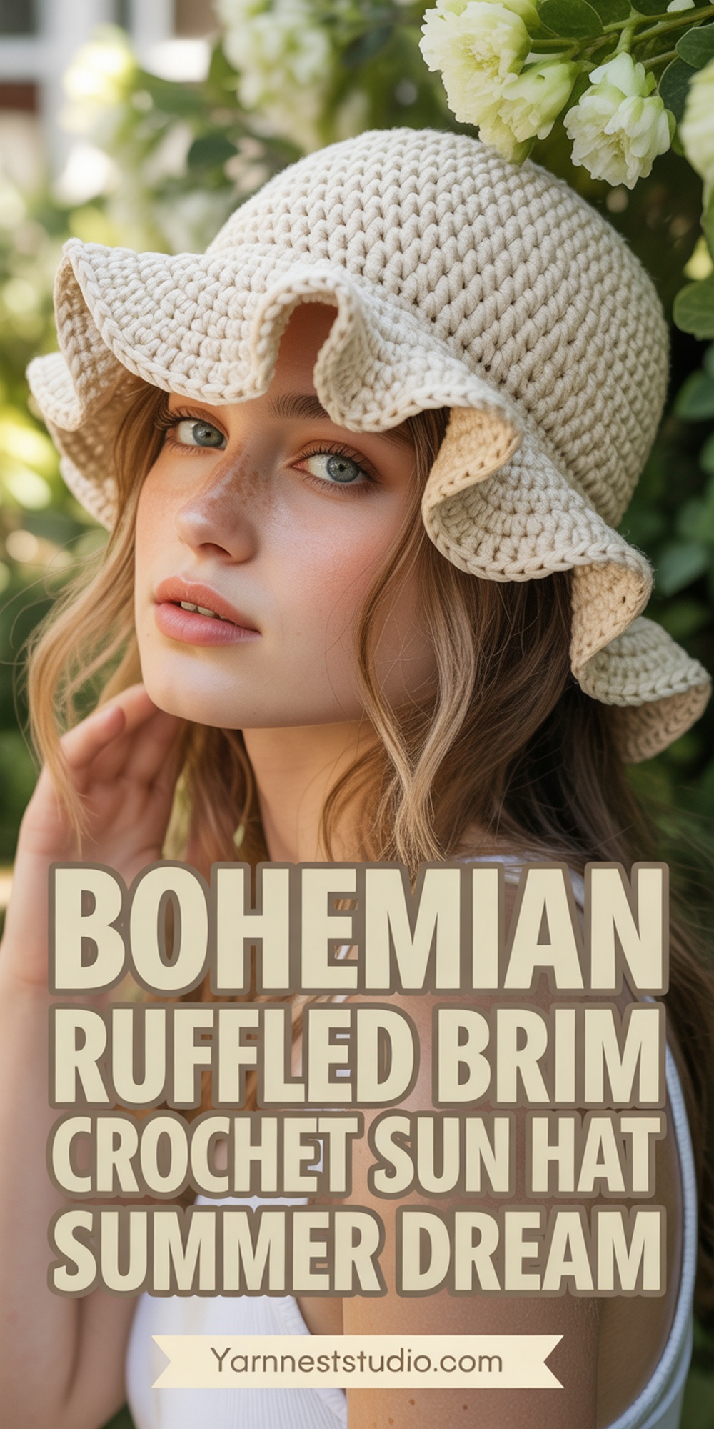 Bohemian Ruffled Brim Crochet Sun Hat Summer Dream