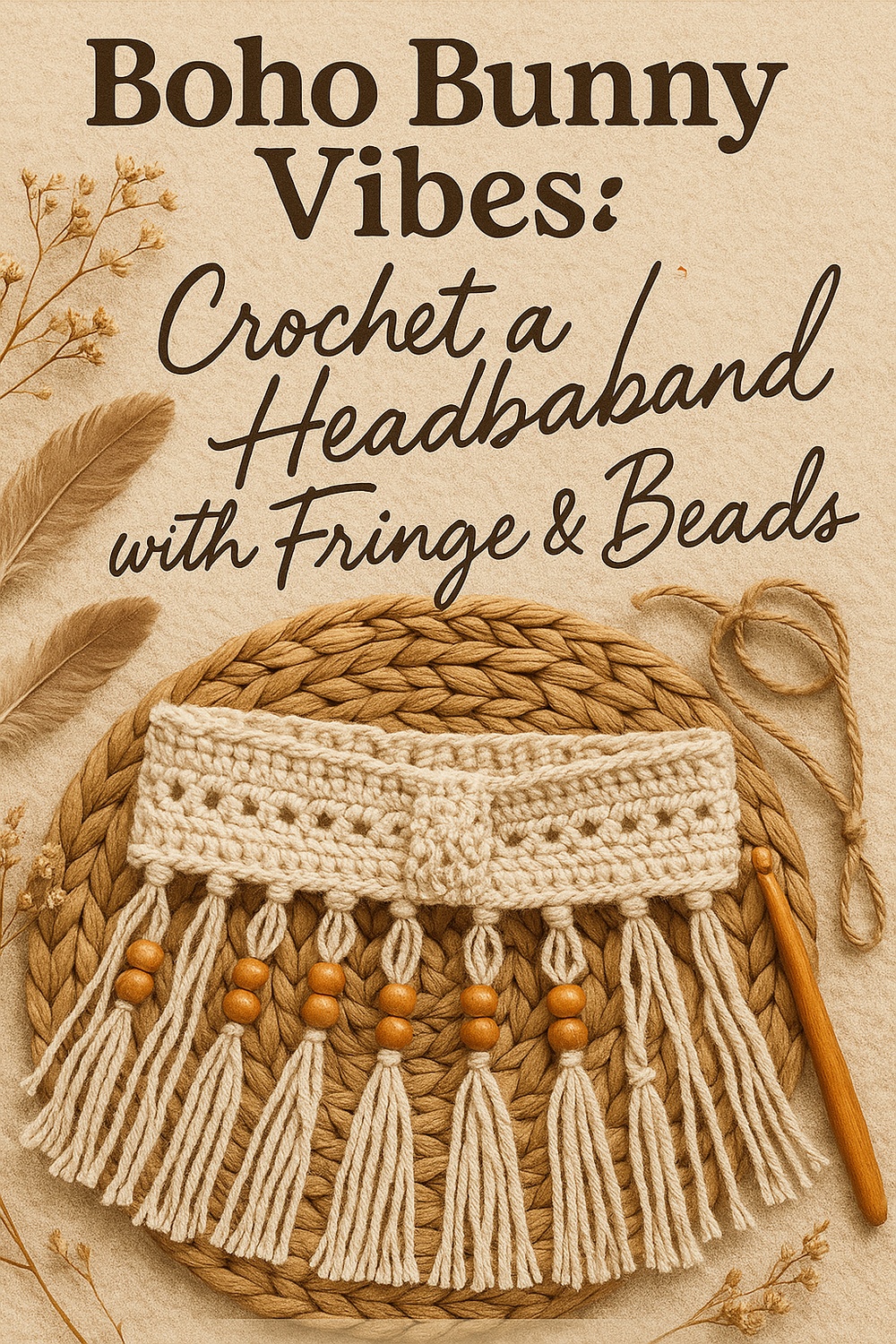 Boho Chic Bunny Ear Headband with Fringe and Beads