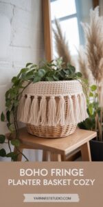 Boho Fringe Planter Basket Cozy