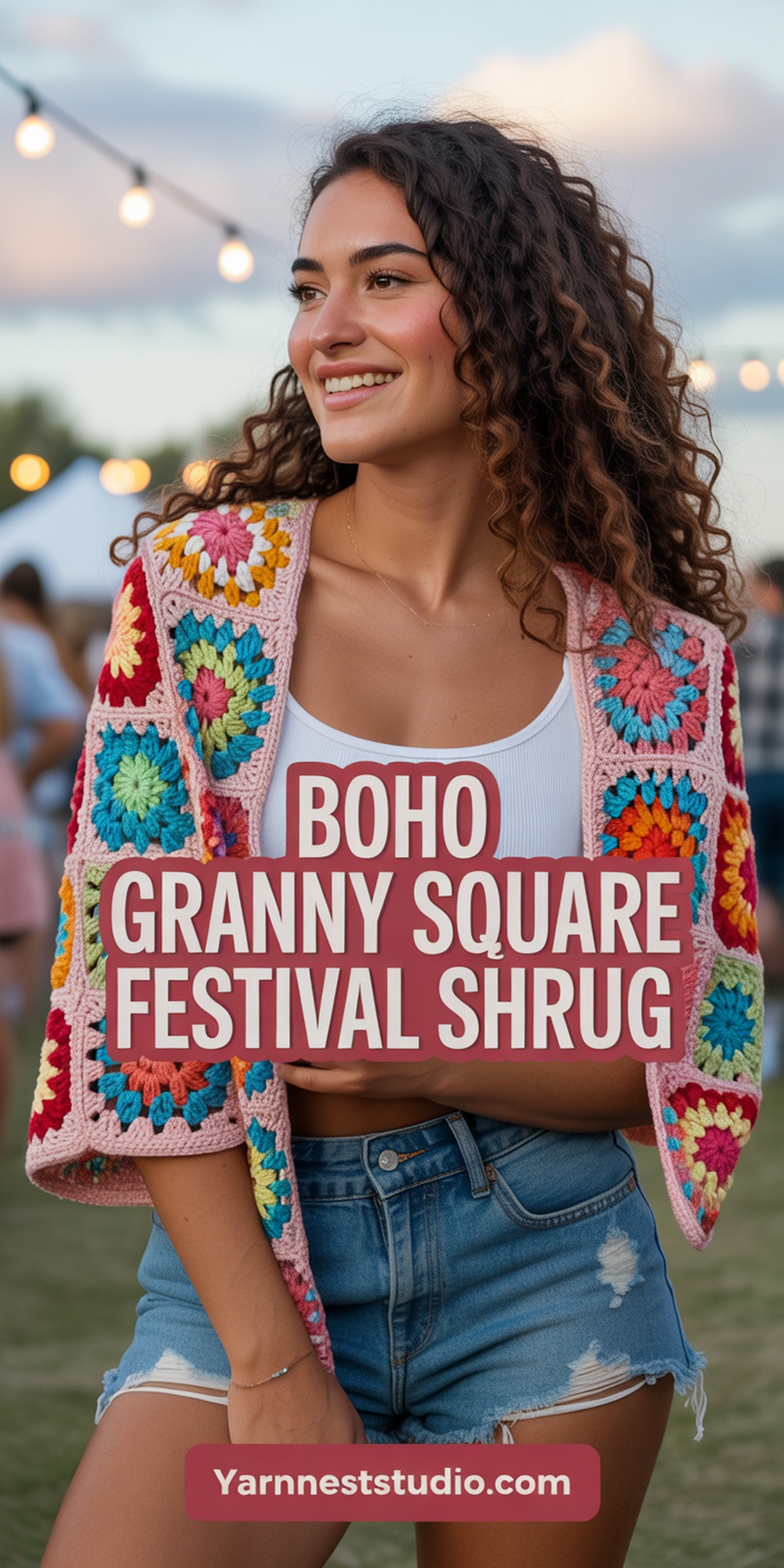 Boho Granny Square Festival Shrug