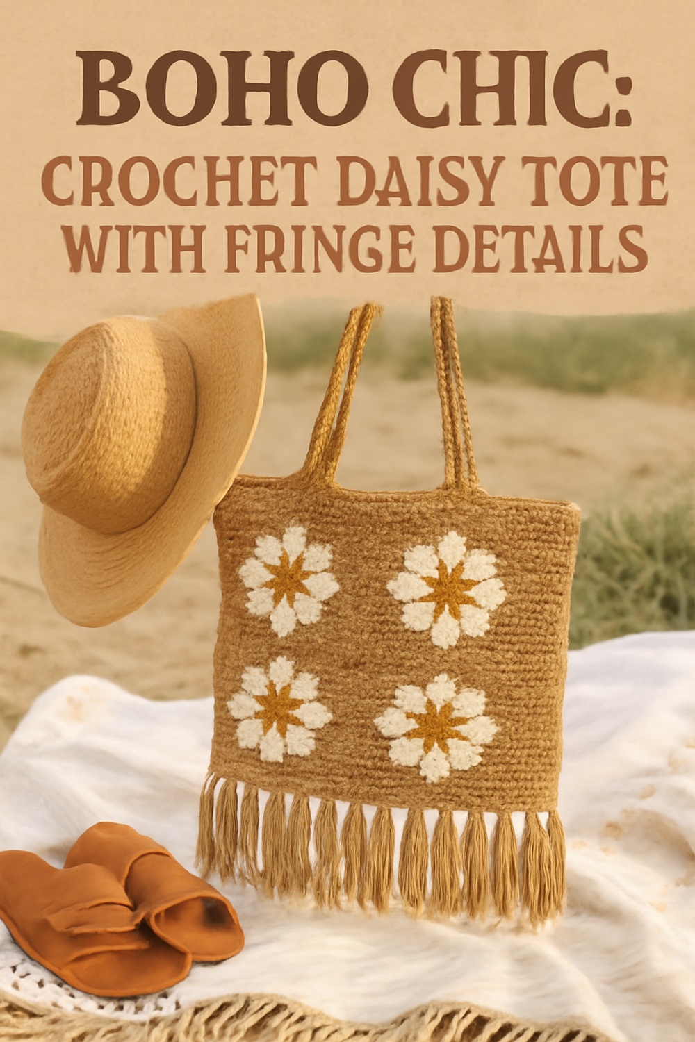 Boho Inspired Crochet Daisy Tote with Fringe Details
