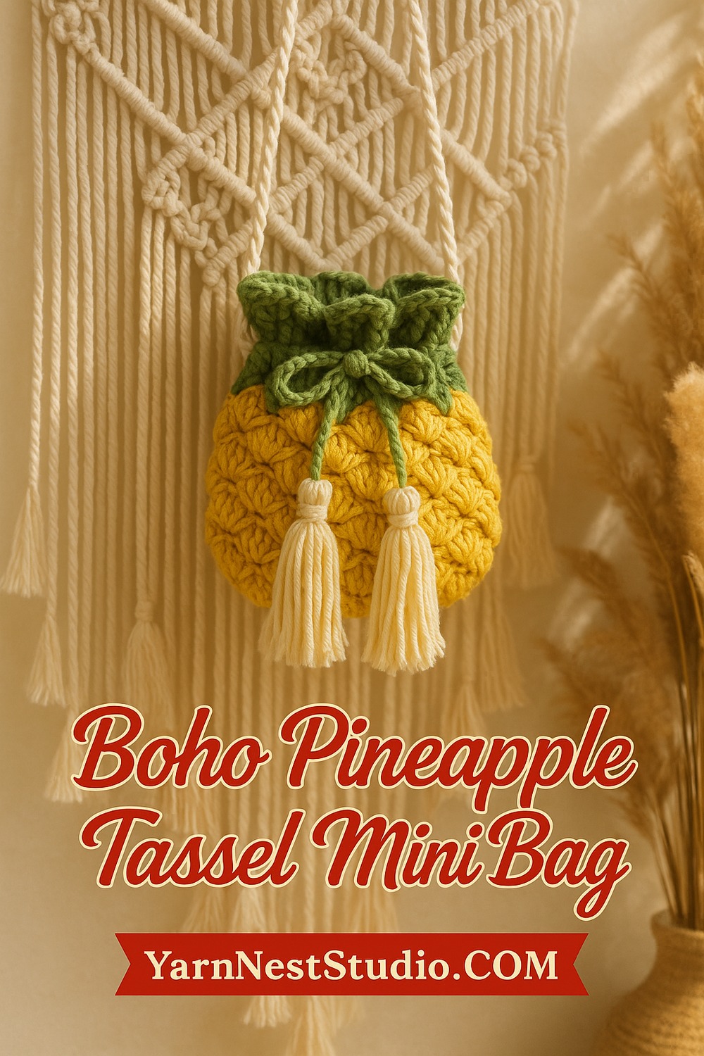 Boho Pineapple Tassel Mini Bag