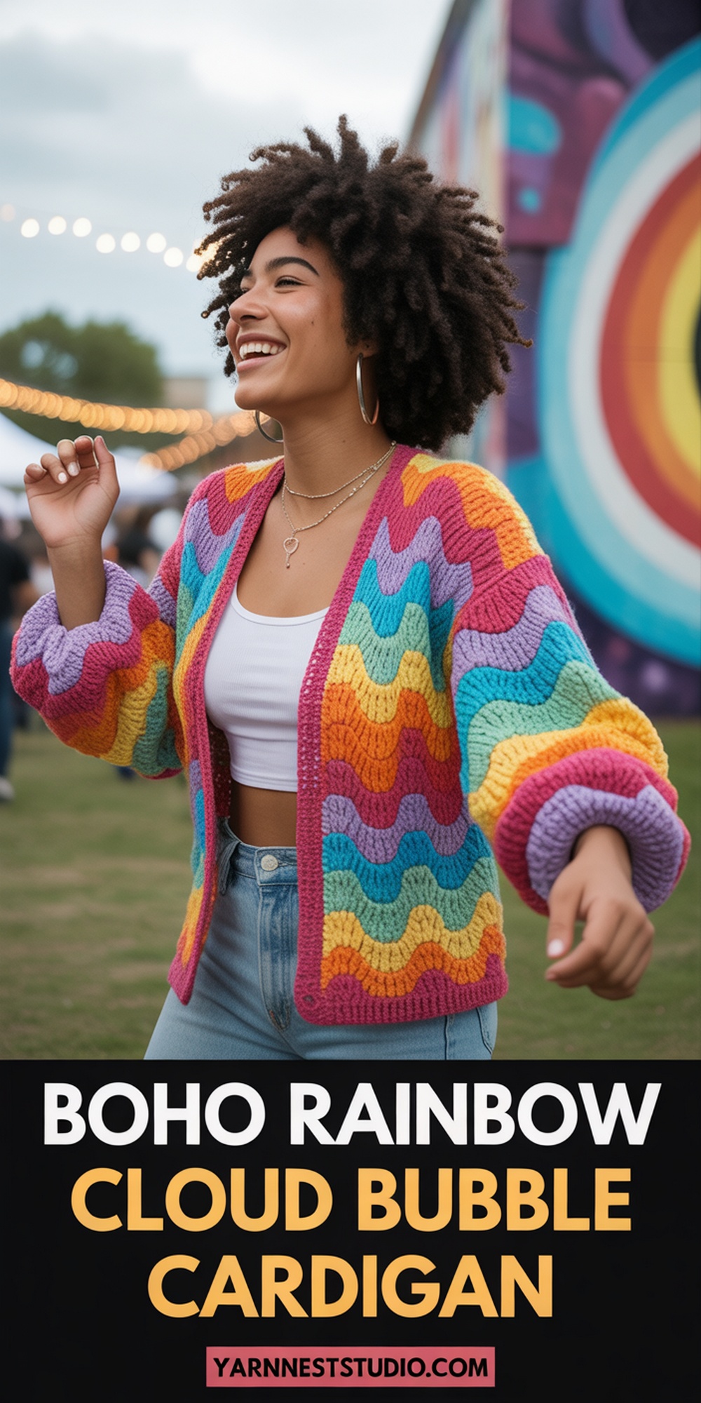 Boho Rainbow Cloud Bubble Cardigan