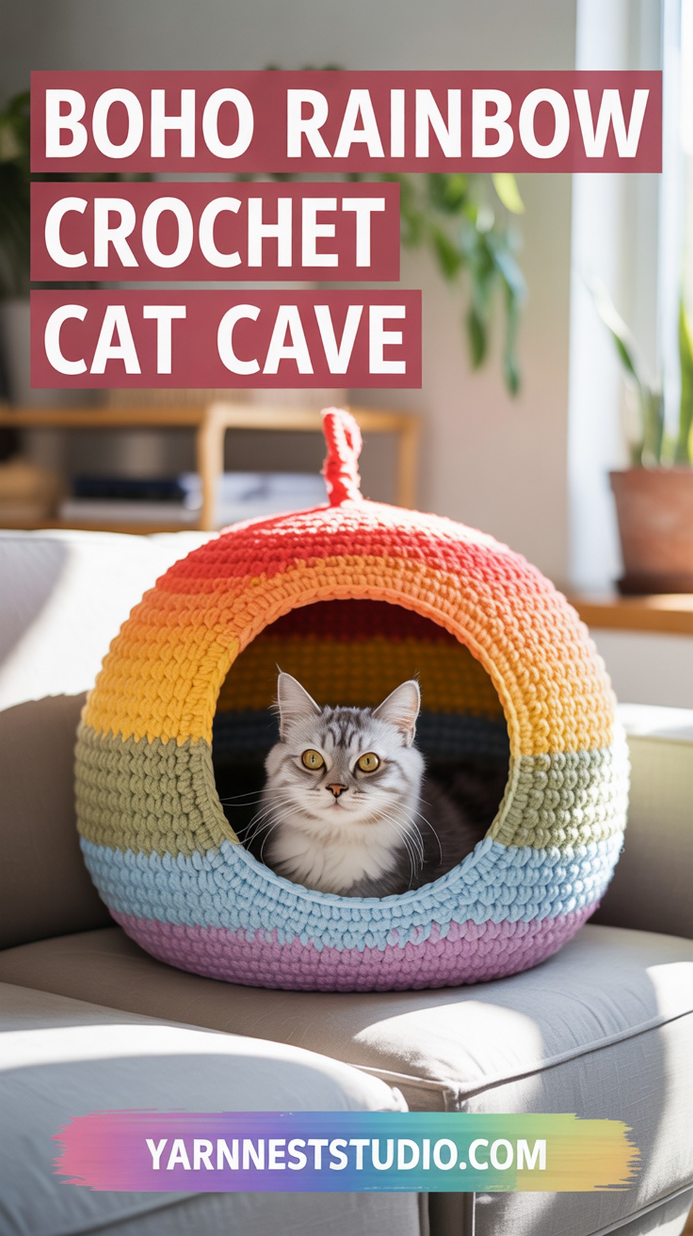 10 Easy Crochet Cat Bed Ideas - Yarn Nest Studio