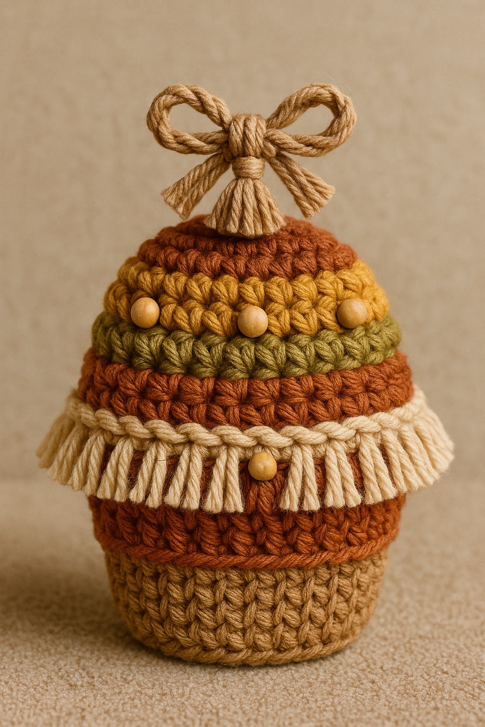 Boho Rainbow Crochet Cupcake Pincushion