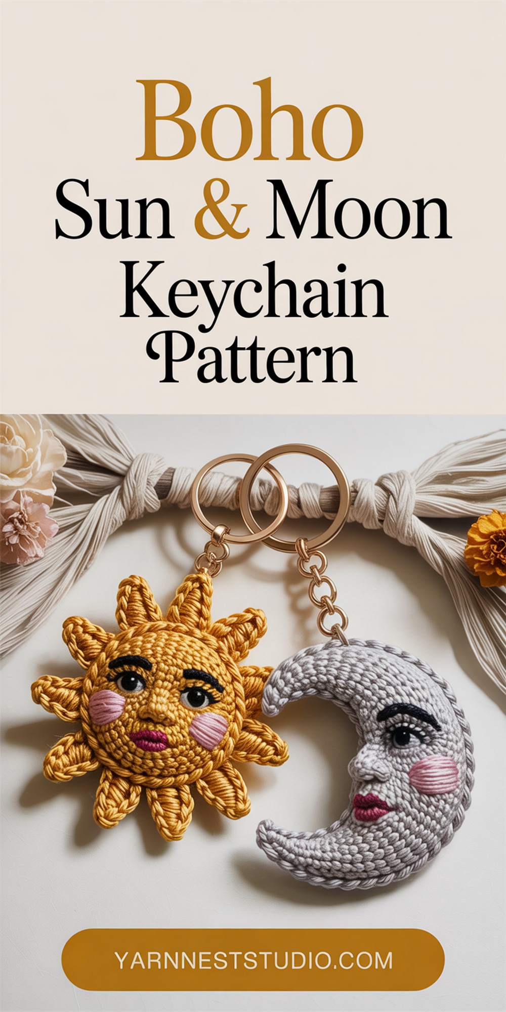 Boho Sun & Moon Crochet Charms