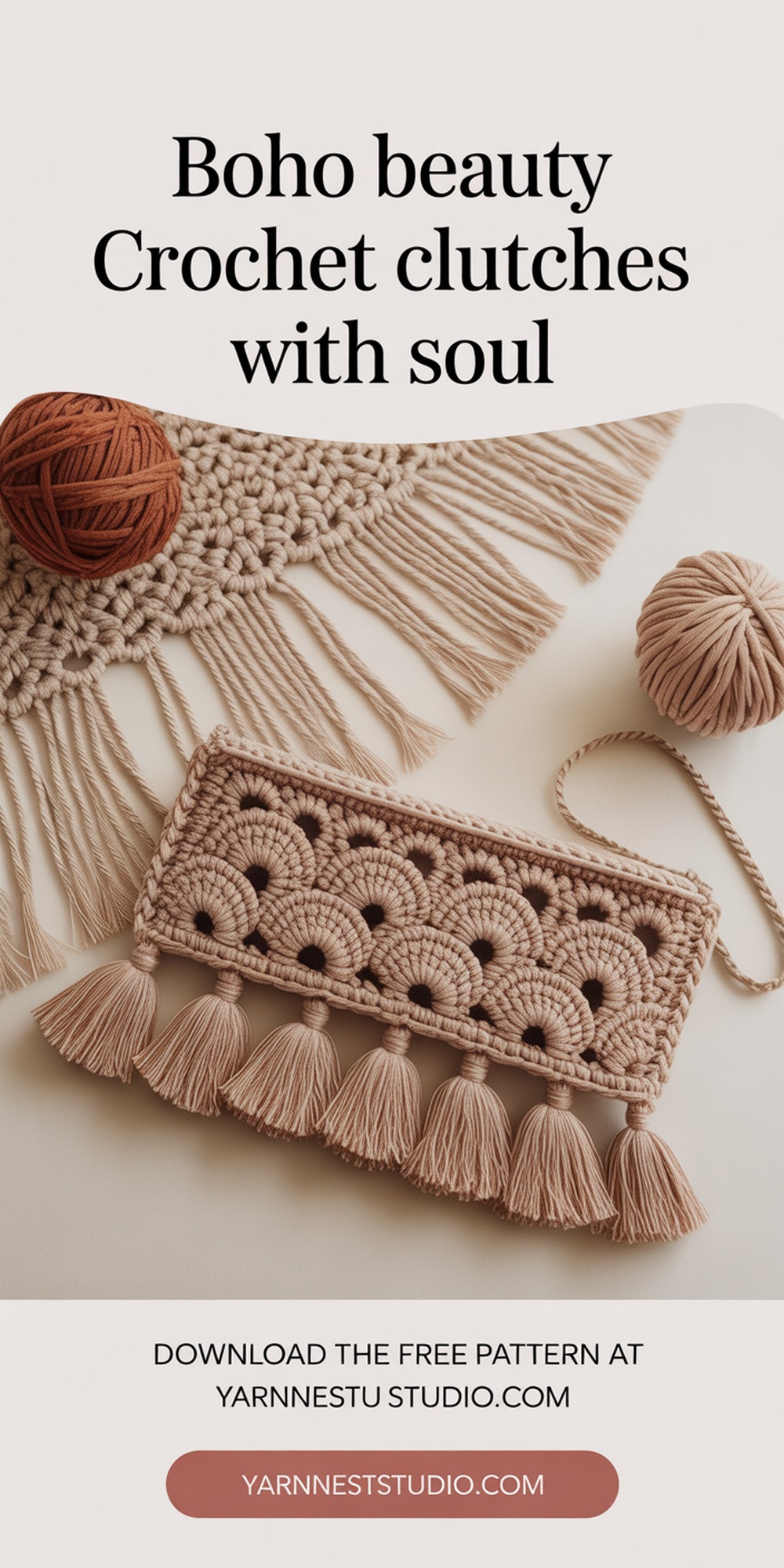 Boho Tassel & Shell Stitch Pencil Clutch