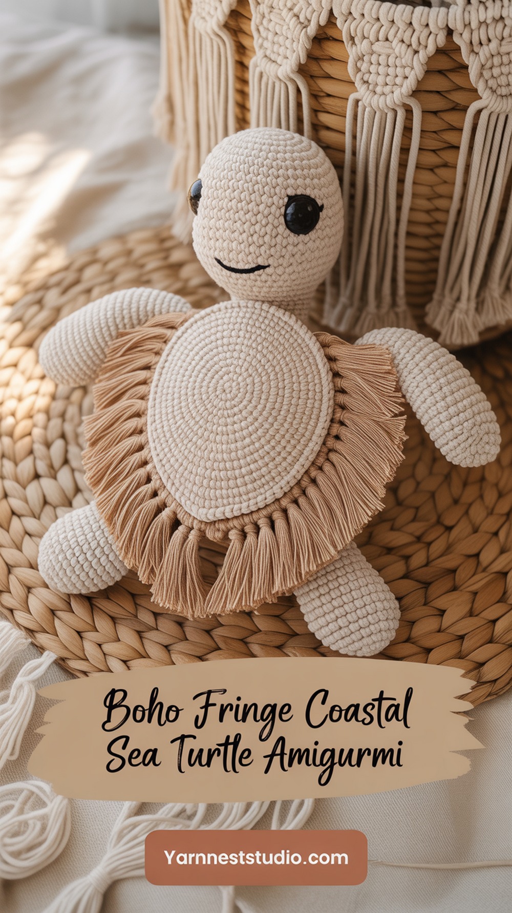 Boho fringe coastal sea turtle amigurumi