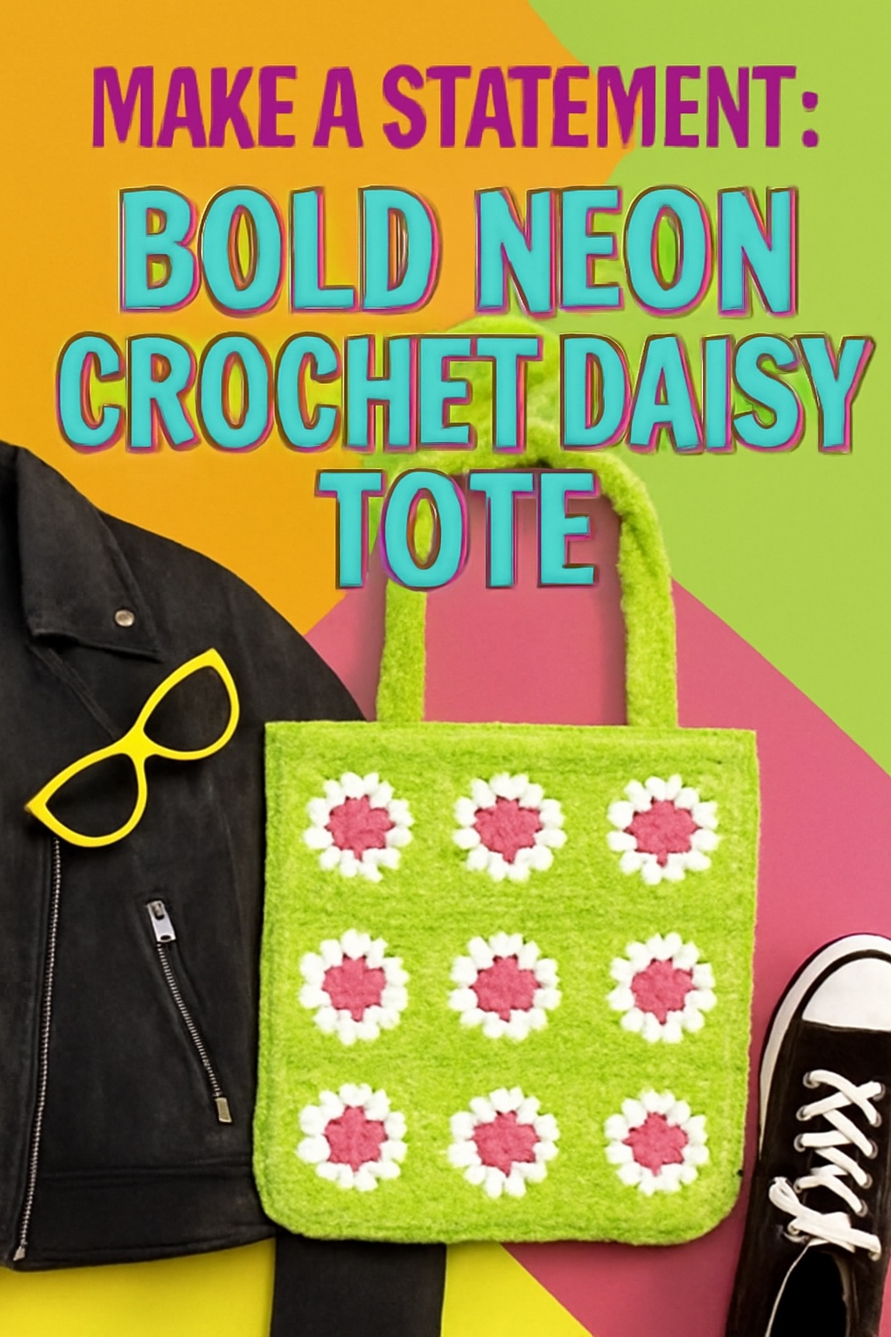 Bold Neon Daisy Mesh Tote for the Fashion Forward