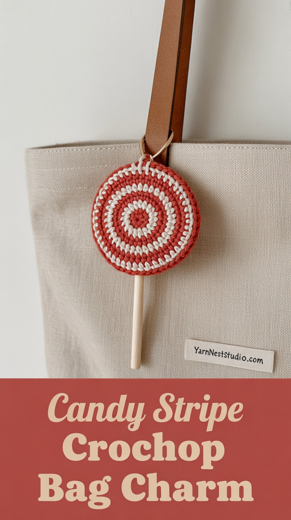 Candy Stripe Crochet Lollipop Bag Charm