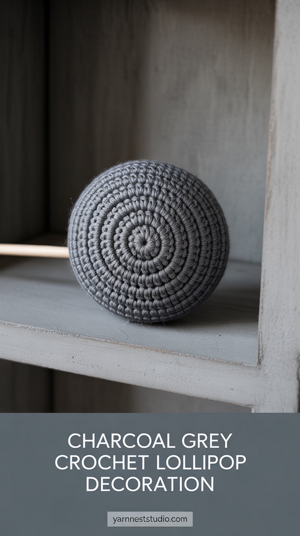 Charcoal Grey Crochet Lollipop Decoration