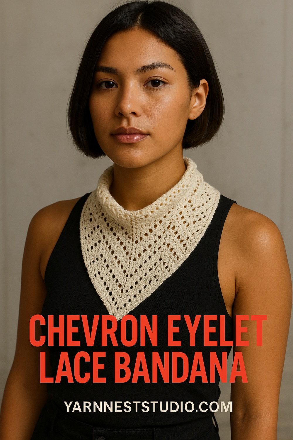 Chevron Eyelet Lace Bandana