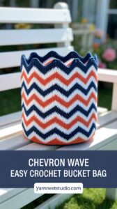 Chevron Wave Easy Crochet Bucket Bag