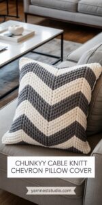 Chunky Cable Knit Chevron Pillow Cover
