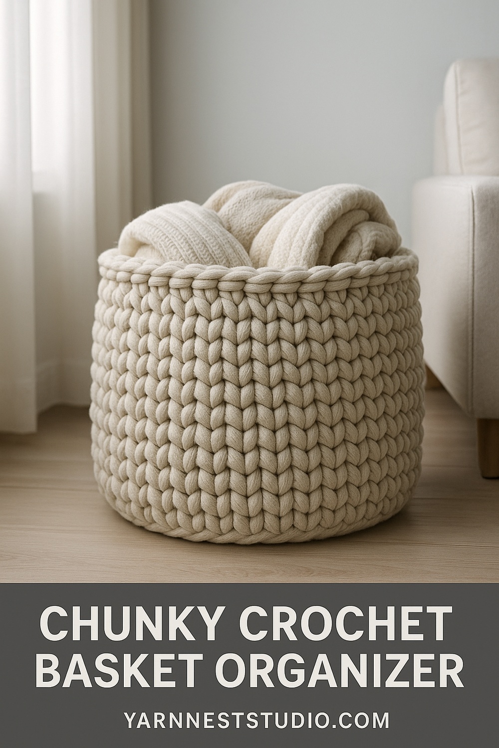 Chunky Crochet Basket Organizer