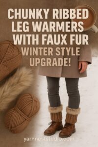 Chunky Ribbed Leg Warmers with Faux Fur Trim