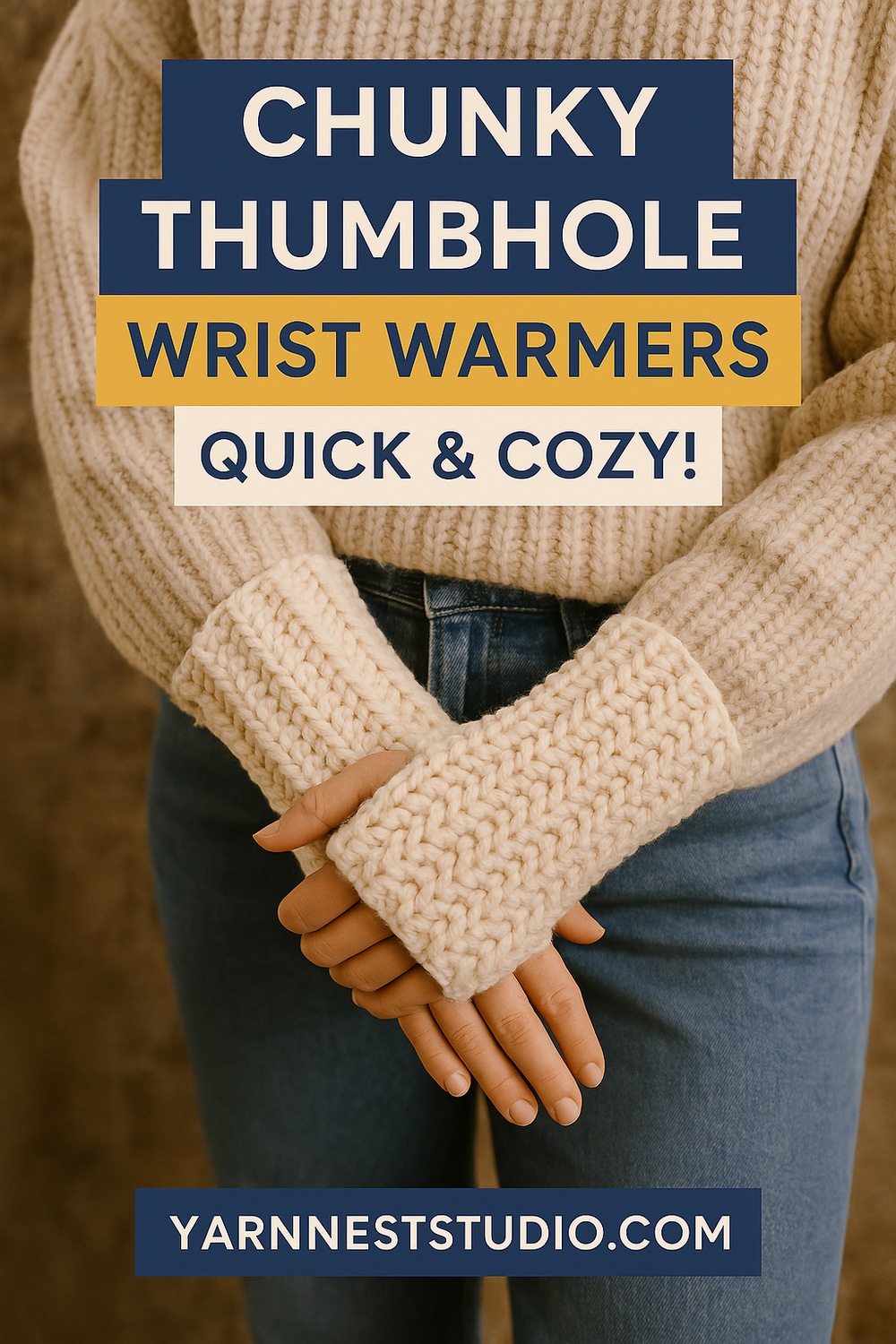 Chunky Wrist Warmers with Thumbhole