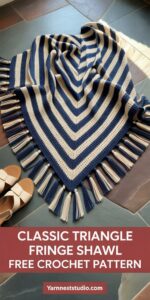 Classic Triangle Fringe Prayer Shawl Free Crochet Pattern
