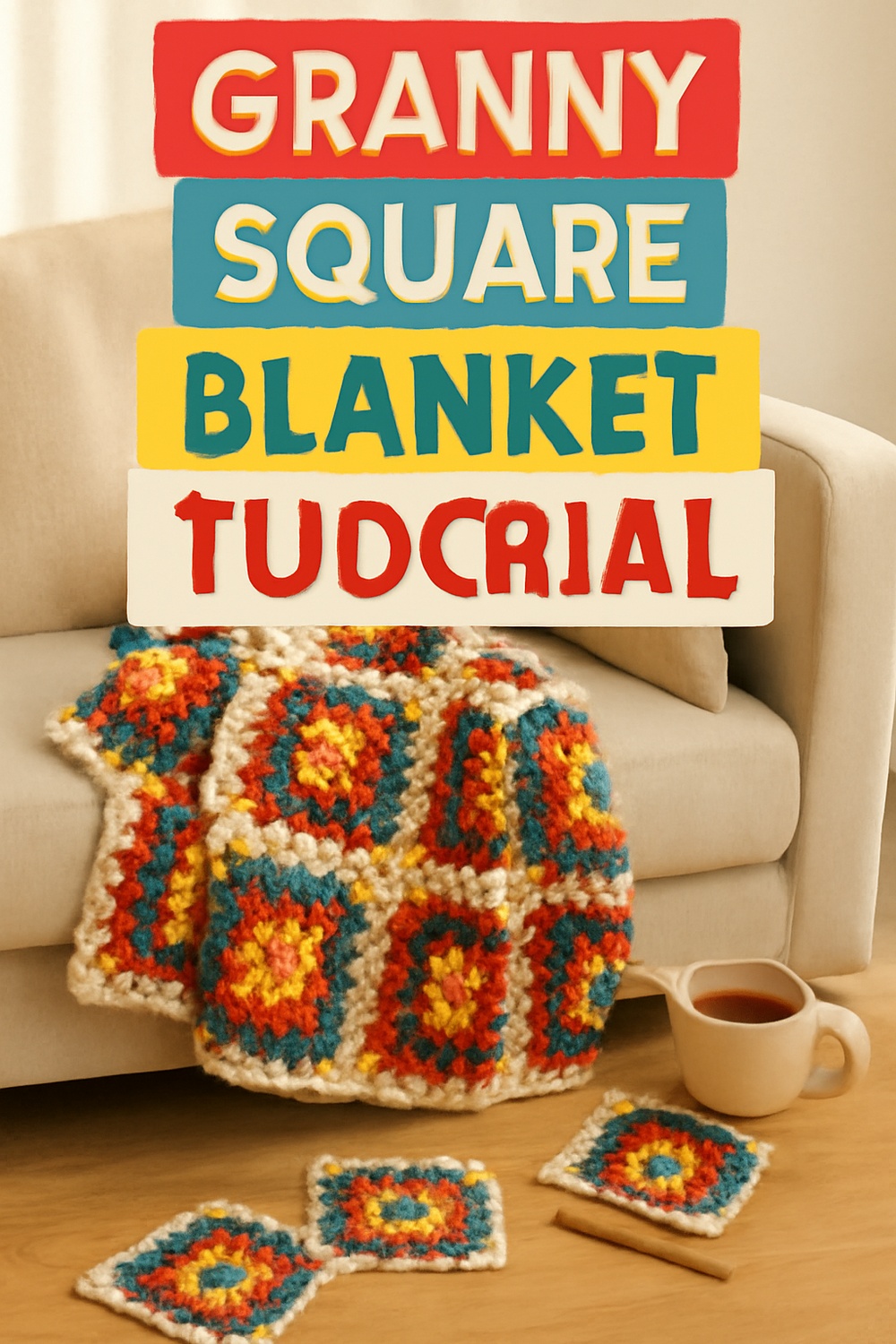Colorful Granny Square Blanket