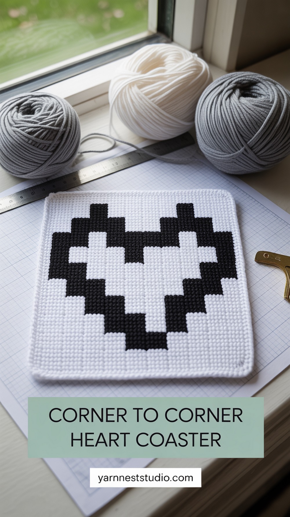 Corner to Corner Heart Coaster