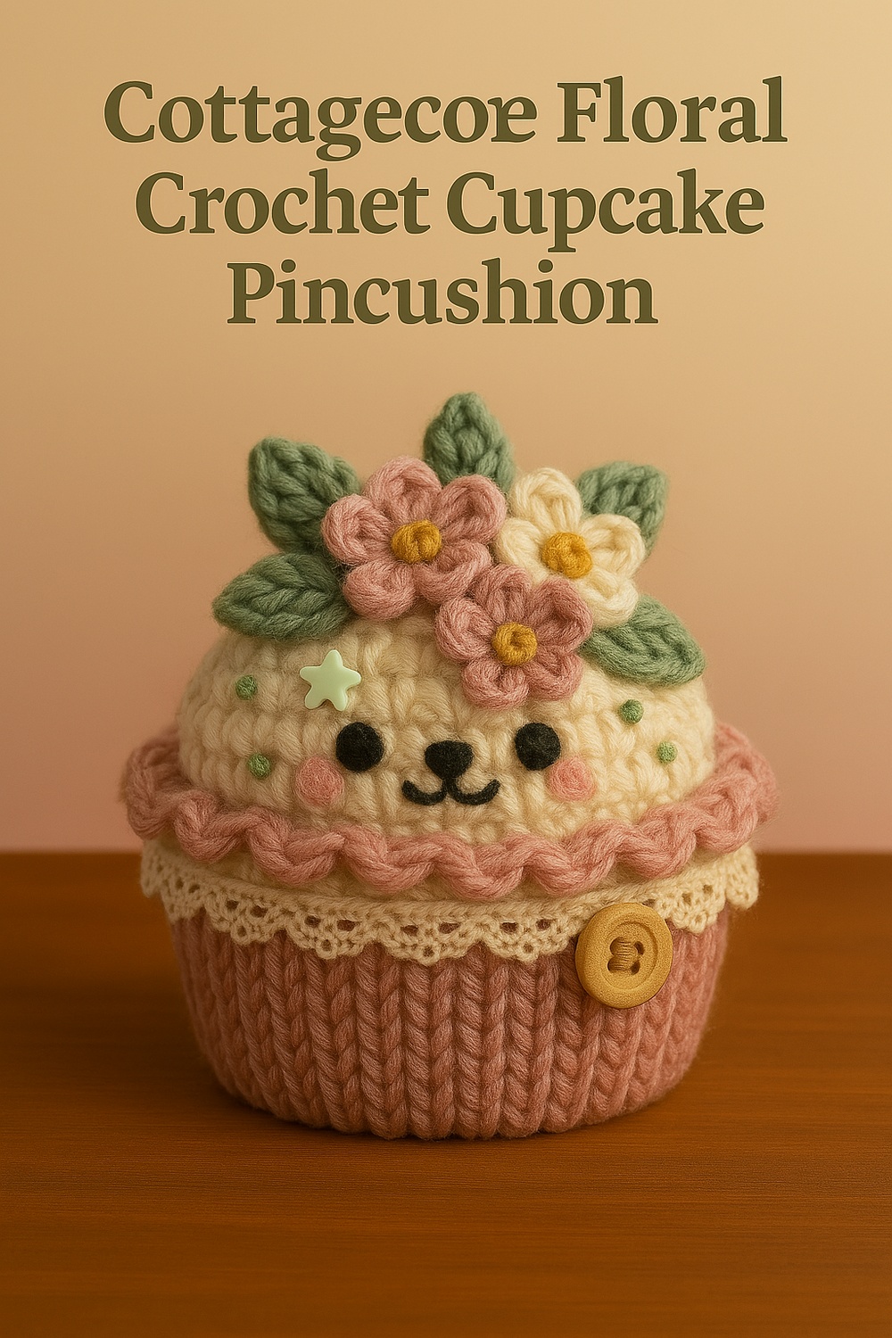 Cottagecore Floral Crochet Cupcake Pincushion