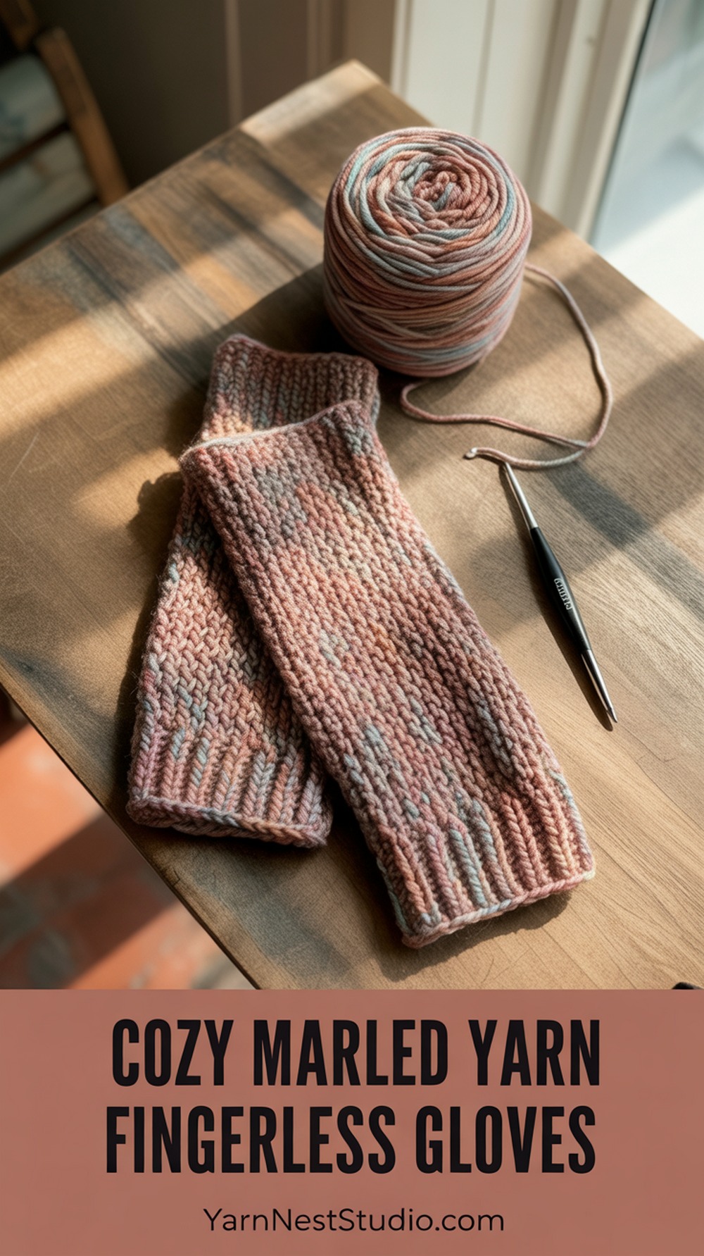 Cozy Marled Yarn Fingerless Gloves
