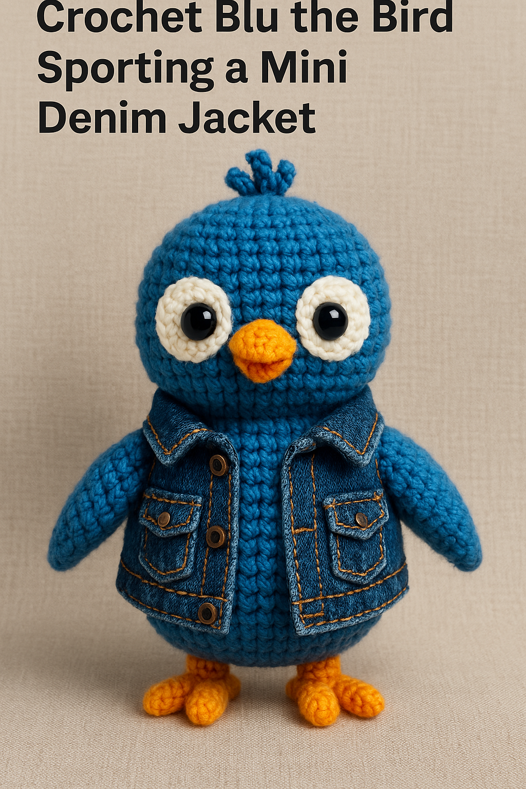 Crochet Blu the Bird Sporting a Mini Denim Jacket