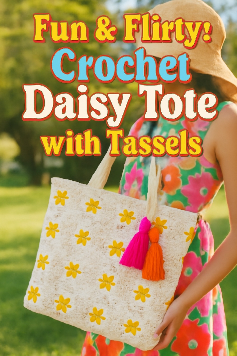 Crochet Daisy Tote with Tassel Embellishments