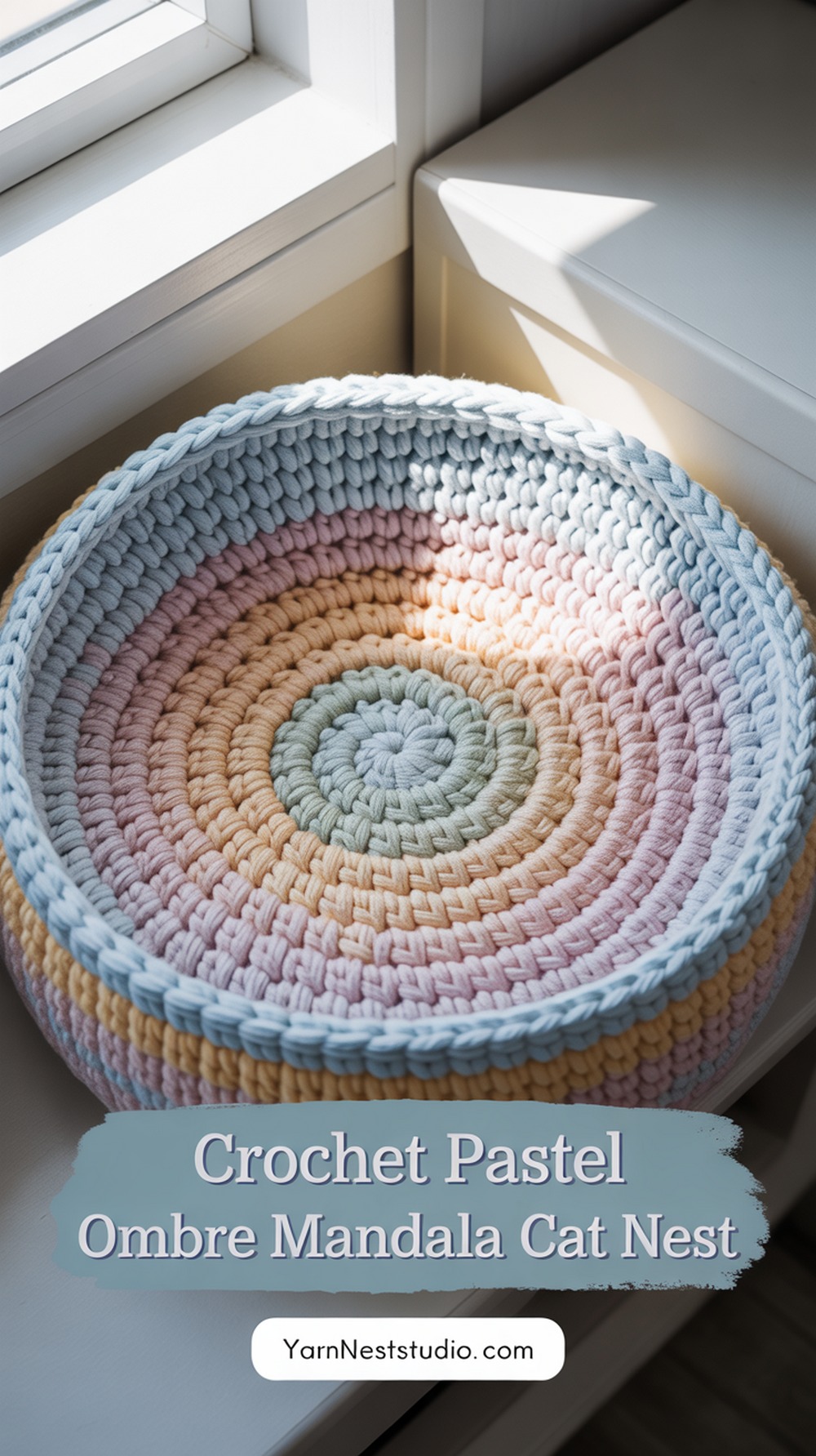 Crochet Pastel Ombre Mandala Cat Nest