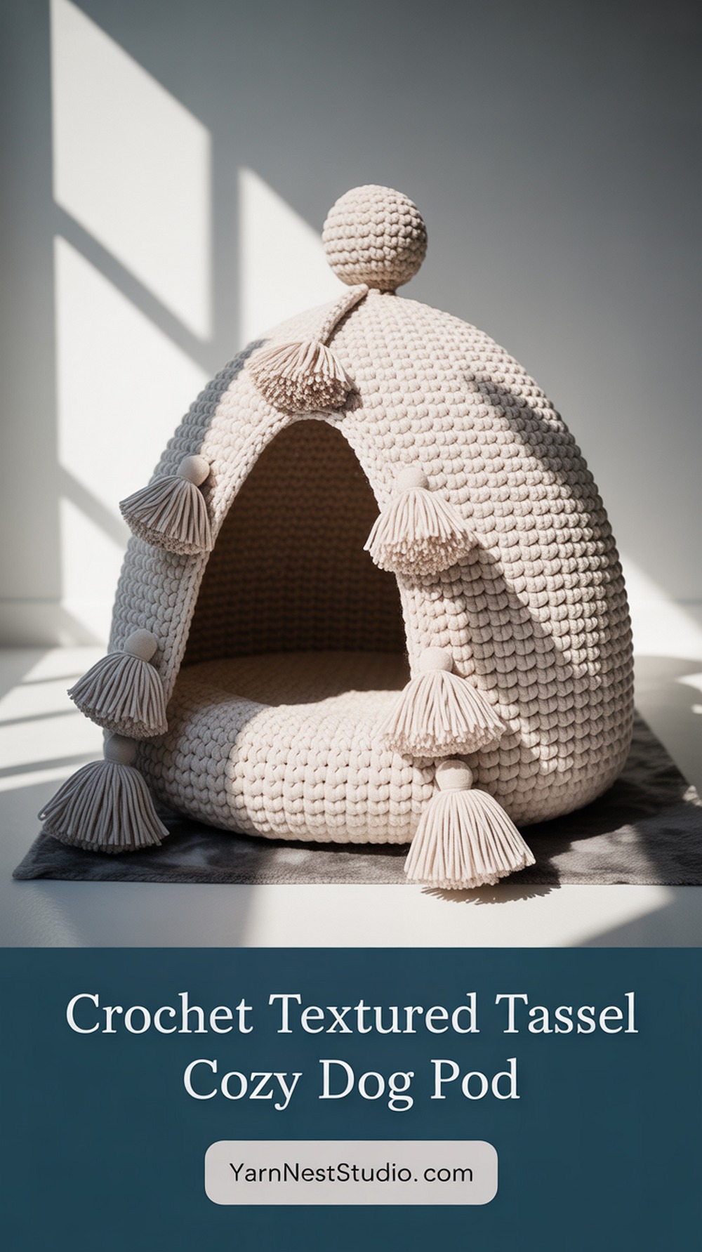 Crochet Textured Tassel Cozy Dog Pod