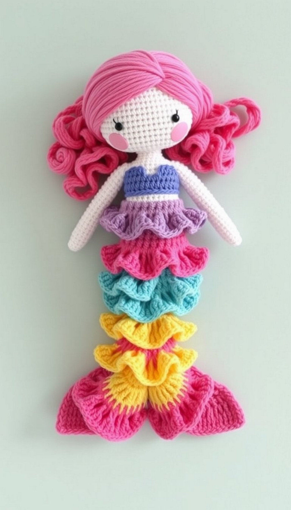 Crochet Vintage Ruffle Melly Mermaid Toy