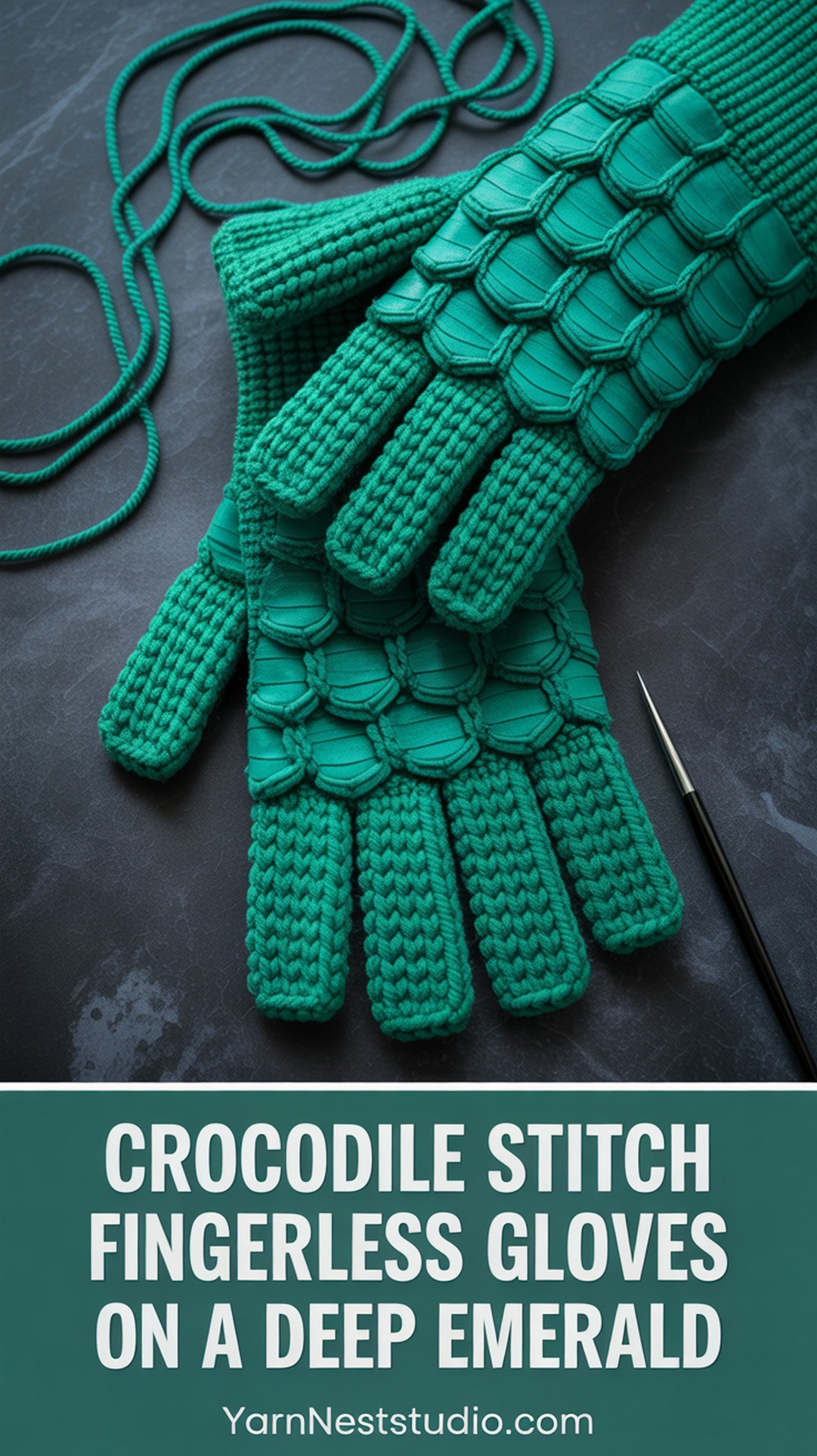 Crocodile Stitch Fingerless Gloves