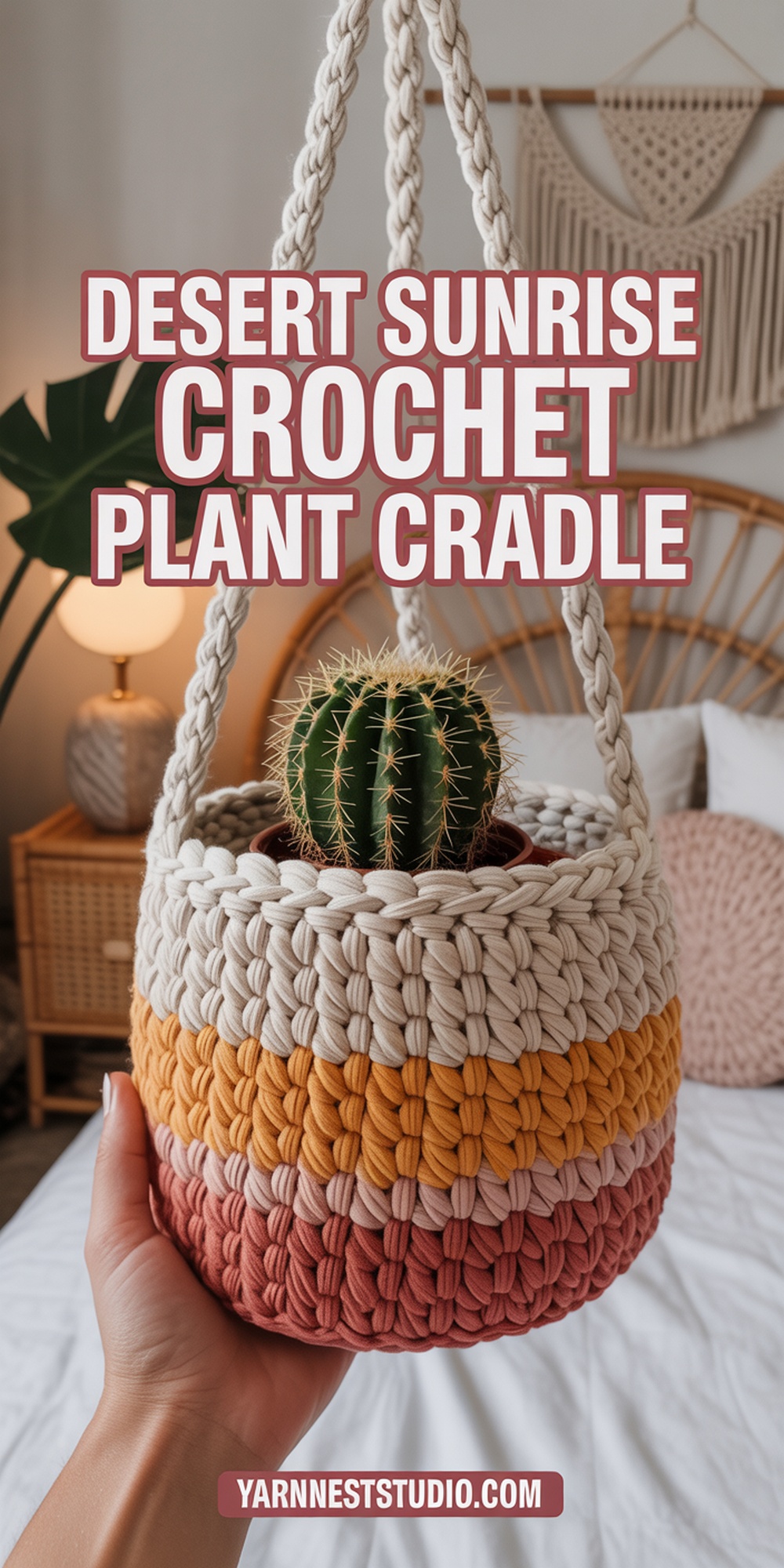 Desert Sunrise Crochet Plant Cradle