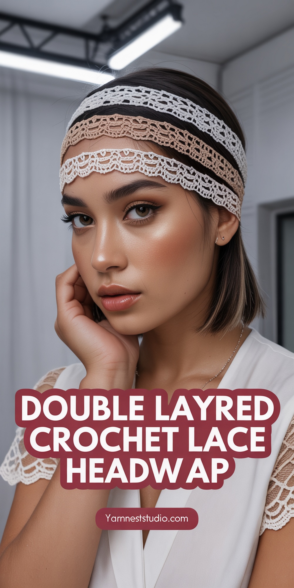 Double Layered Crochet Lace Headwrap