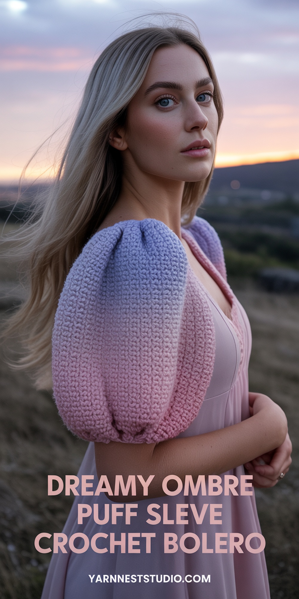 Dreamy Ombre Yarn Crochet Puff Sleeve Bolero
