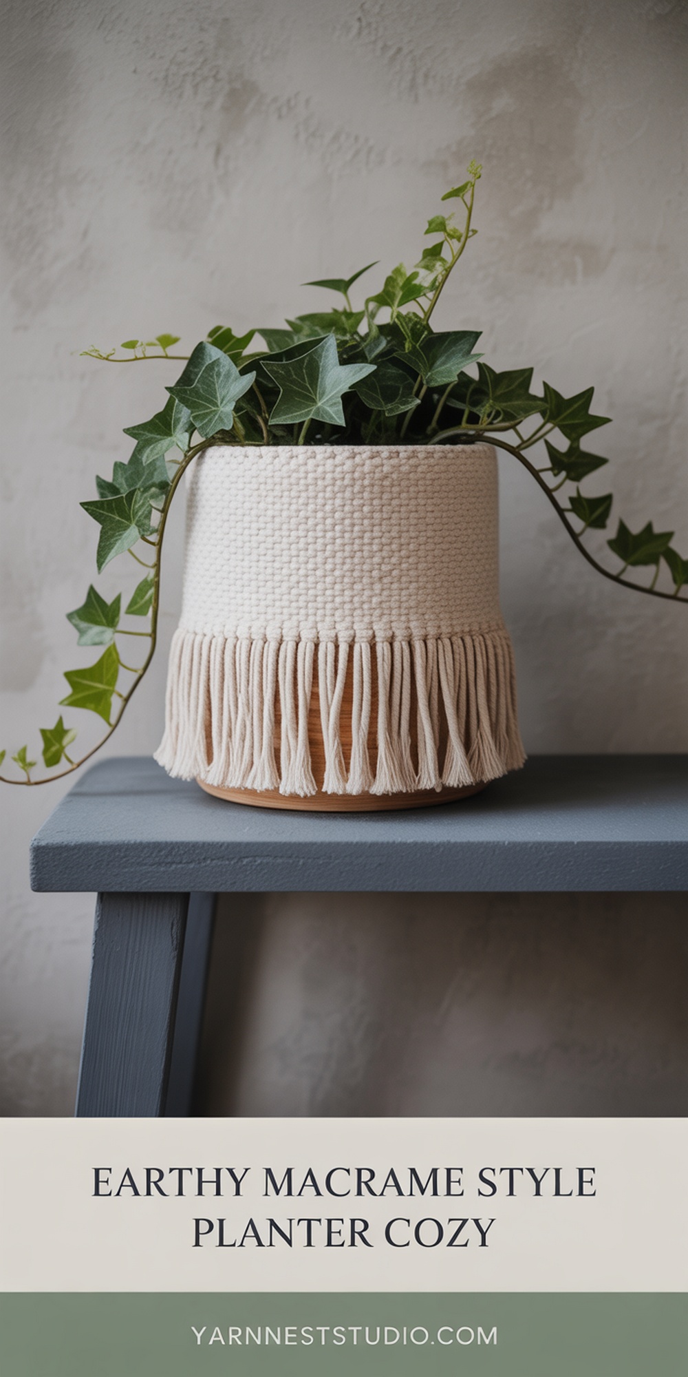 Earthy Macrame Style Planter Cozy