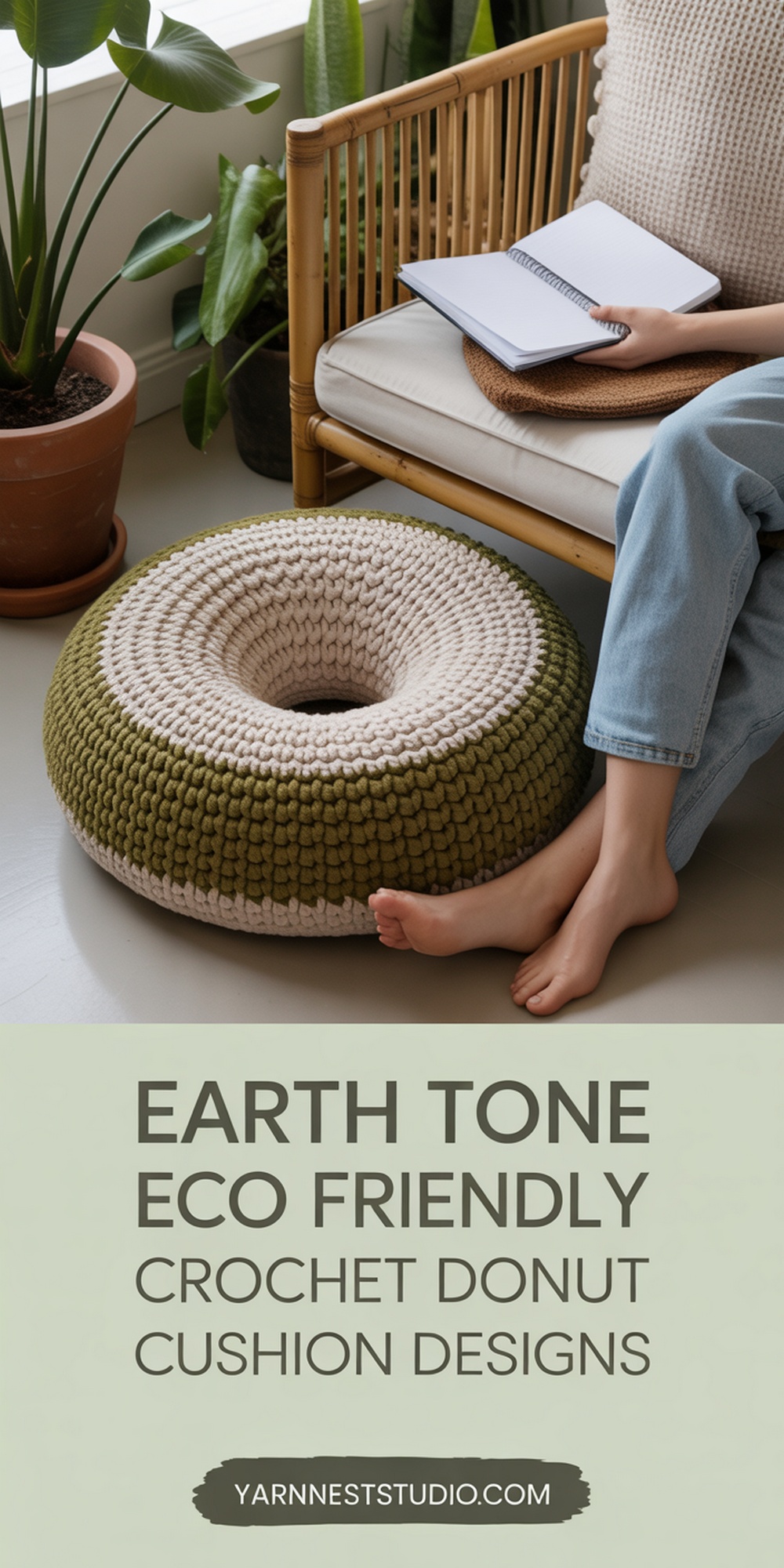 Eco Friendly Cotton Crochet Donut with Earthy Tones