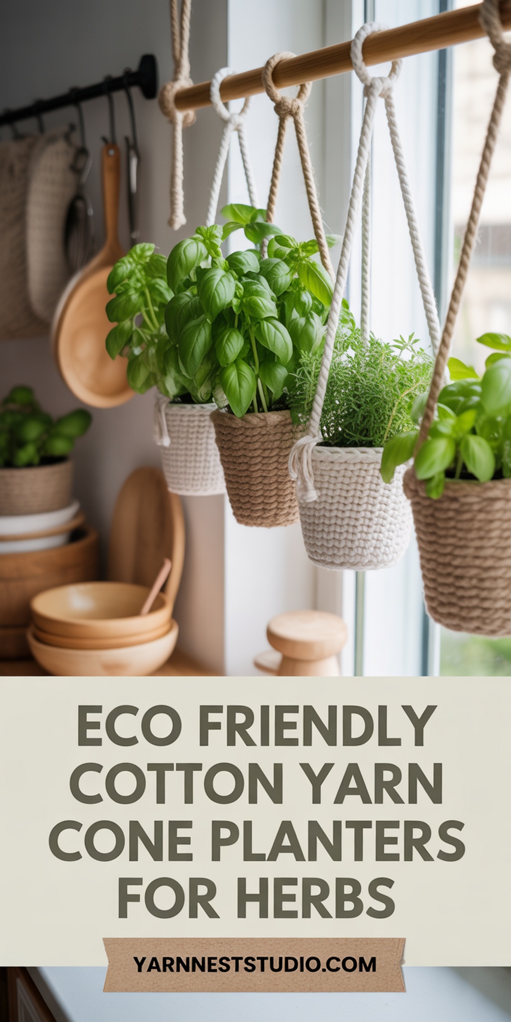 Eco Friendly Cotton Yarn Cone Planters for Herbs