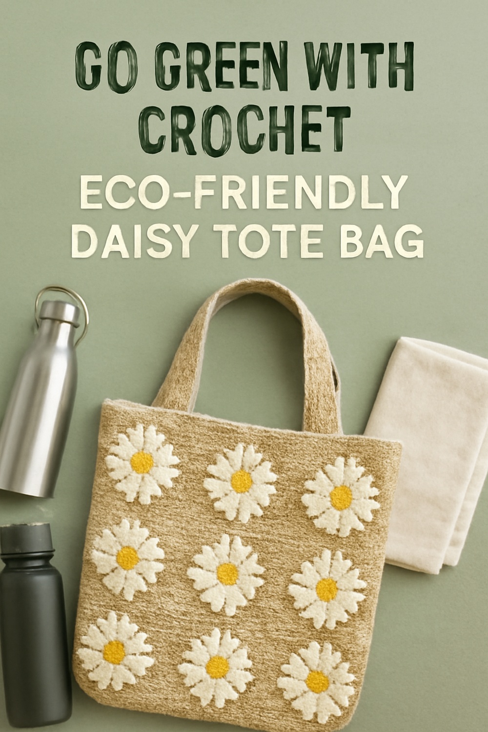 Eco Friendly Crochet Daisy Tote with Recycled Yarn