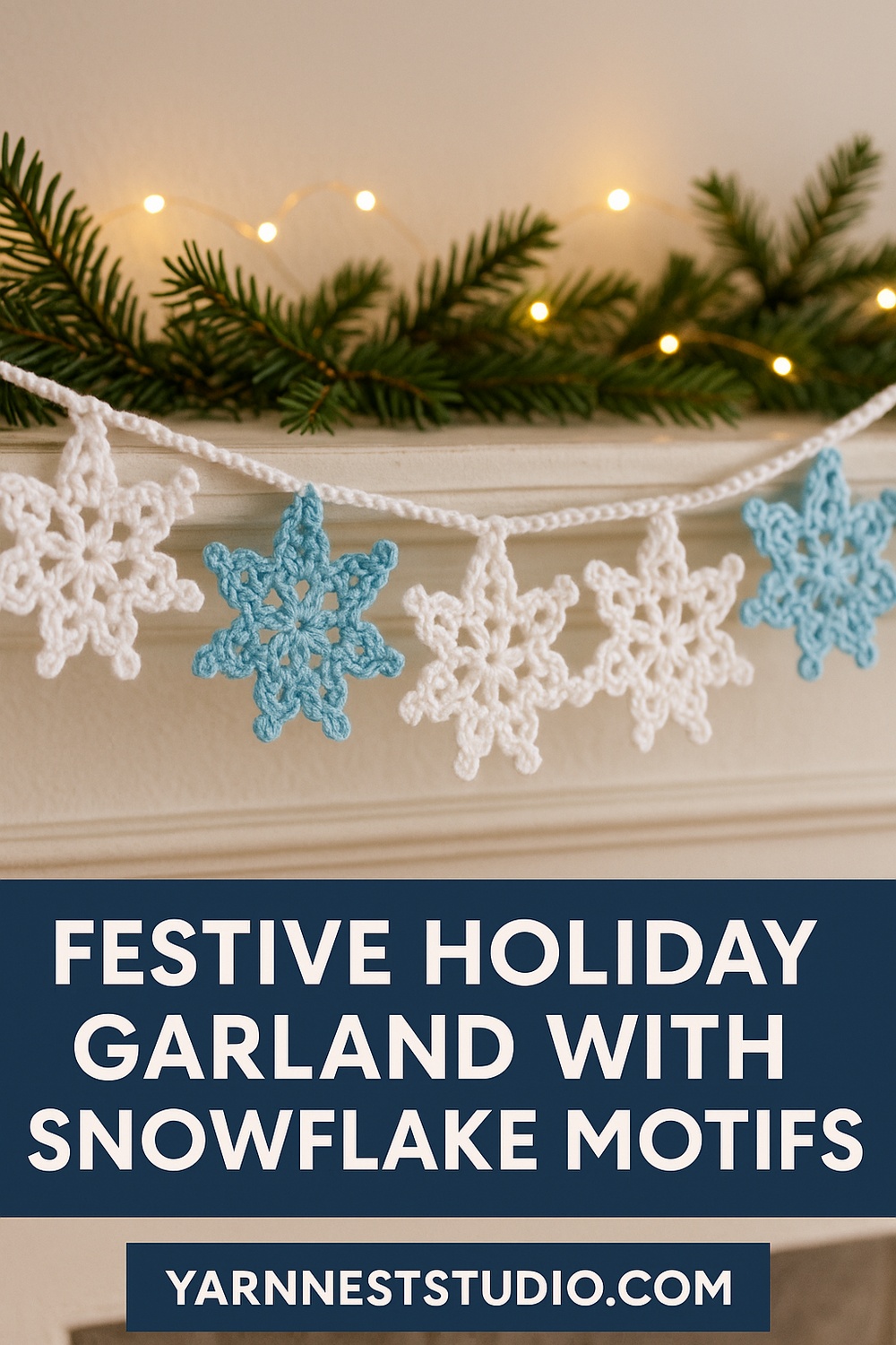 Festive Holiday Garland with Snowflake Motifs