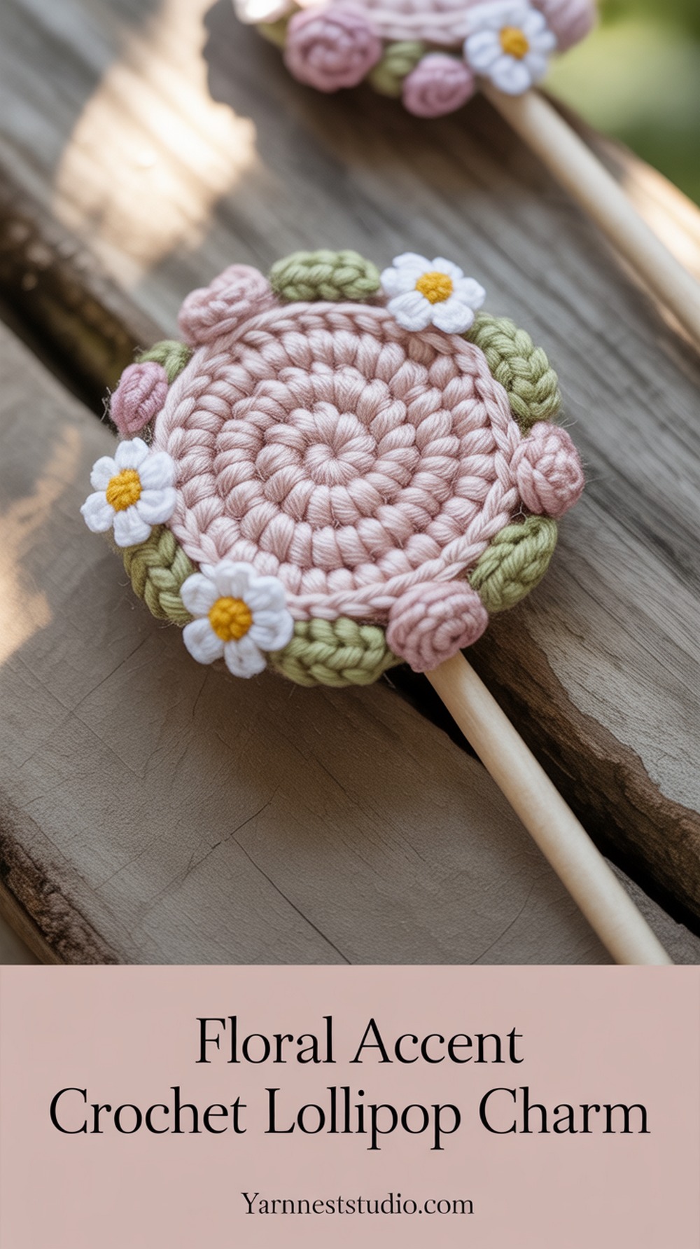 Floral Accent Crochet Lollipop Charm